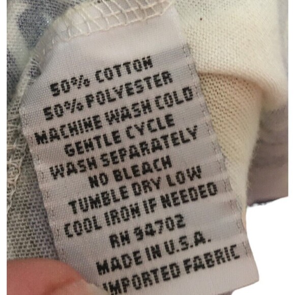 Hot Cotton Size XL Top Green Short Sleeve Plant Print Lagenlook Yellow Blue - Picture 4 of 5